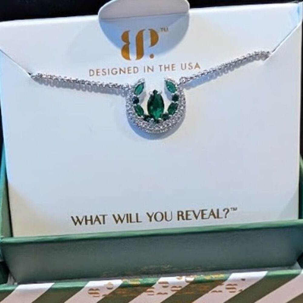 Lucky Horseshoe Emerald on Silver Necklace
